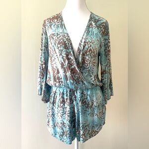 Blue and Brown Patterned‎ Romper
